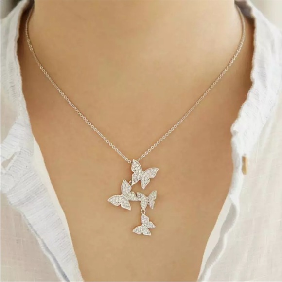Sterling Silver 925 Beautiful Butterfly Necklace - Picture 2 of 4